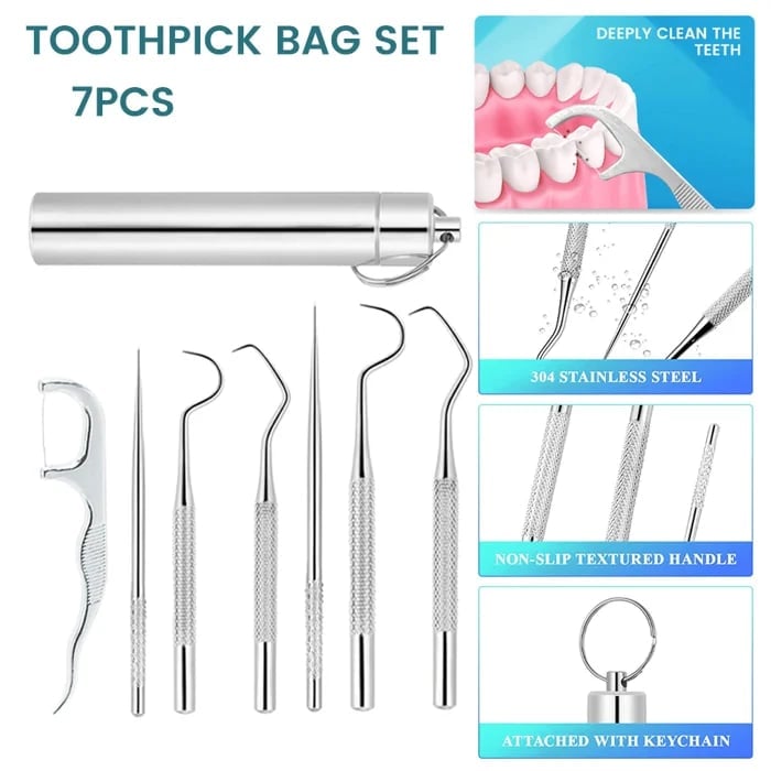 304 Stainless Steel Toothpick Set 7pcs Reusable【HOT SALE-48%OFF🔥🔥🔥】