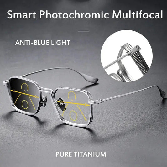 Luxury Titanium Photochromic Multifocal Anti-Blue Light Progressive Reading Glasses🔥HOT SALE 45%🔥