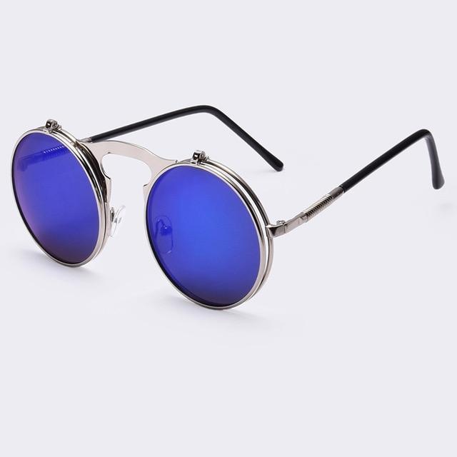 Round Designer Steam Punk Metal Coating Sunglasses